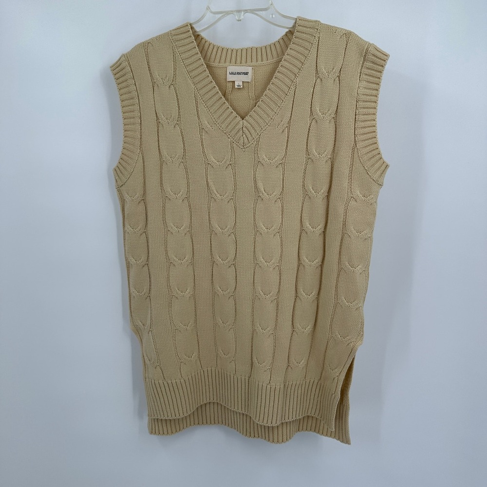 Womens Old Money Sweater Vest Size L Cable Knit Preppy Tennis Classic Minimalist